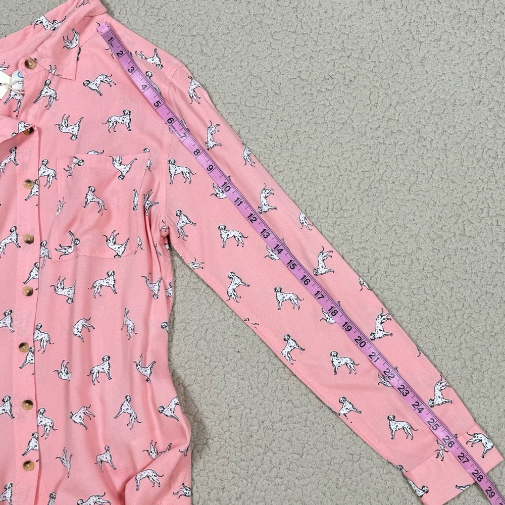 C&C California Dalmatians Dog Print Button Down Roll Tab Shirt - Picture 6 of 8